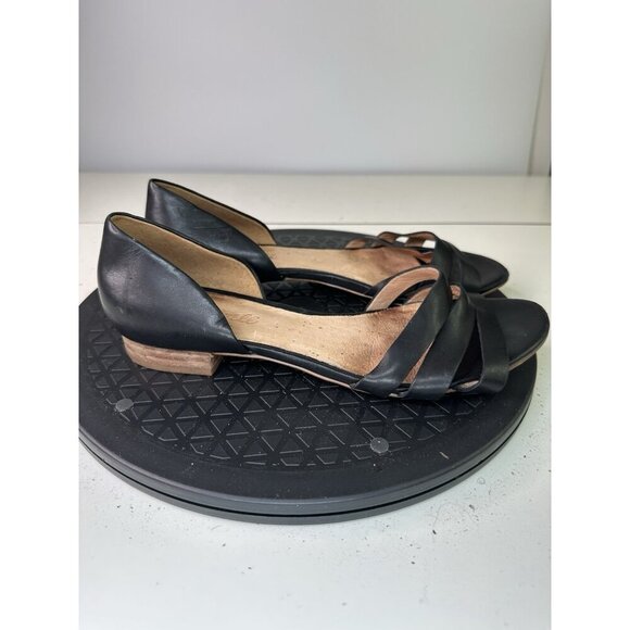 Madewell Slip On Flat Sandals Black Leather Straps Sz 7.5 - Picture 2 of 10